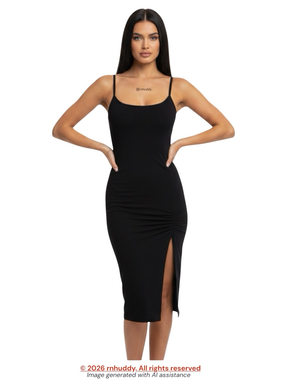 Lulus S black slide slit midi dress